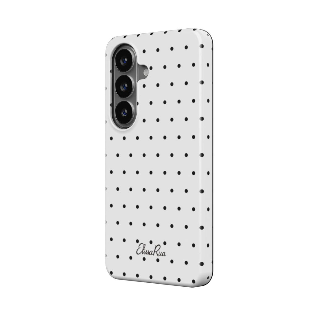 White Polka Dots magnetic tough phone case – side view