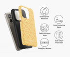 Layered view of Yellow Geometric Tough Phone Case with protective dual-shell build