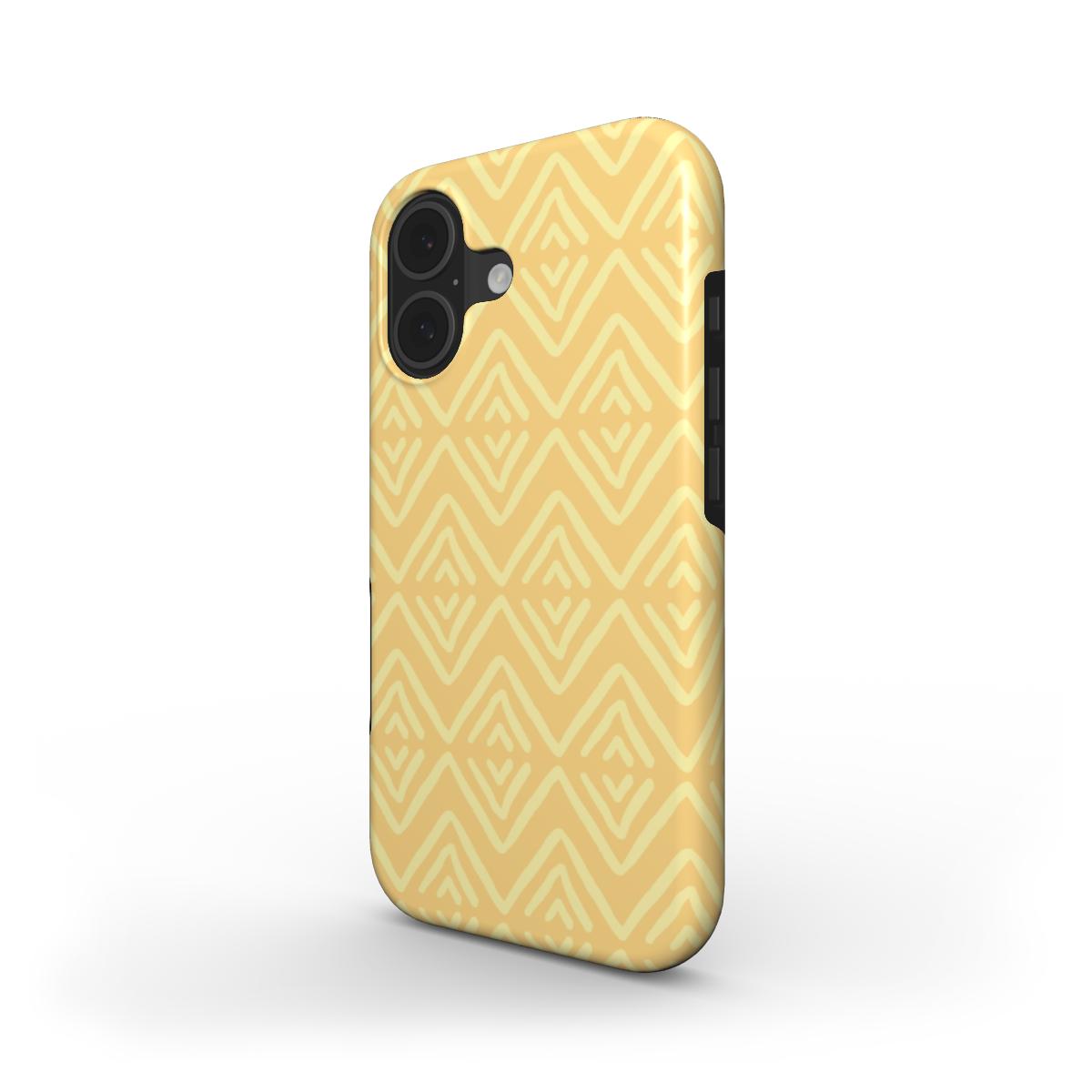 Side view of Yellow Geometric Tough Phone Case showing slim dual-layer design